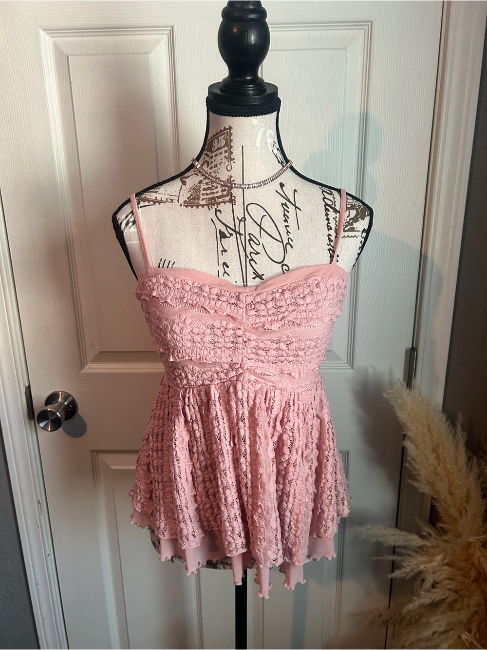 Fashion Nova Dusty Pink Lace Ruffle Camisole
